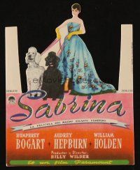 9z261 SABRINA die-cut Spanish herald '55 Audrey Hepburn with her poodle dogs, Billy Wilder!