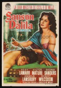 9z263 SAMSON & DELILAH Spanish herald '52 Hedy Lamarr & Victor Mature, Cecil B. DeMille, different!