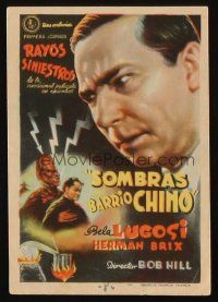 9z274 SHADOW OF CHINATOWN close-up style Spanish herald '51 different art of spooky Bela Lugosi!