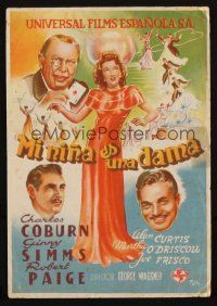 9z275 SHADY LADY Spanish herald '47 Charles Coburn, great different gambling art by Tulla!