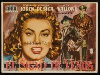 9z280 SIGN OF VENUS Spanish herald '56 Jano art of Sophia Loren, Vittorio De Sica & Raf Vallone!