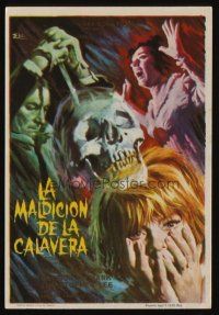 9z283 SKULL Spanish herald '66 Peter Cushing, different art of creepy skull & screaming girls!
