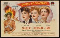 9z287 SO PROUDLY WE HAIL Spanish herald '47 fighting women Colbert Veronica Lake & Paulette Goddard
