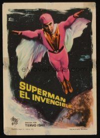 9z294 SUPER GIANT Spanish herald '65 Teruo Ishii's Supa jaiantsu, cool flying man sci-fi art!