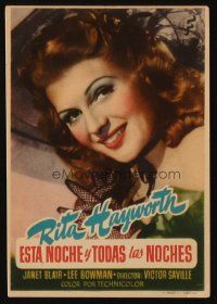 9z309 TONIGHT & EVERY NIGHT Spanish herald '51 different c/u of sexy showgirl Rita Hayworth!