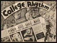9z370 COLLEGE RHYTHM herald '34 Joe Penner, Helen Mack and Jack Oakie singing & dancing!