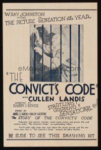 9z375 CONVICT'S CODE herald '30 Cullen Landis, Eloise Taylor, sensational all-talking picture!
