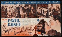 9z386 EMPEROR'S CANDLESTICKS herald '37 William Powell falls in love w/opposing spy Luise Rainer!