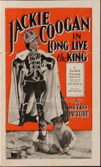 9z458 LONG LIVE THE KING herald '23 great image of Jackie Coogan in royal garb & crown!