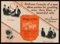 9z461 LOST A WIFE herald '25 comedy of a man whose passion for gambling wins & loses a wife!