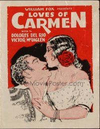 9z463 LOVES OF CARMEN herald '27 artwork & photos of Victor McLaglen & Dolores del Rio!