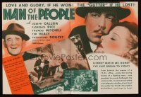 9z466 MAN OF THE PEOPLE herald '37 Joseph Calleia, Florence Rice, thrilling romance of life!