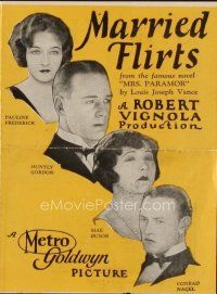 9z473 MARRIED FLIRTS herald '24 Pauline Frederick in a gripping film play of many loves!
