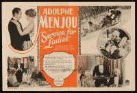9z534 SERVICE FOR LADIES herald '27 artwork & photos of head waiter Adolphe Menjou!