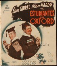 9z098 CHUMP AT OXFORD Spanish herald '40 Laurel & Hardy in caps and gown, different images!