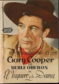 9z108 COWBOY & THE LADY Spanish herald '38 Gary Cooper & pretty Merle Oberon!