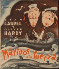 9z266 SAPS AT SEA Spanish herald '44 different art of Stan Laurel & Oliver Hardy, Hal Roach!