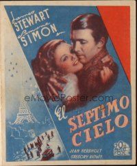 9z271 SEVENTH HEAVEN Spanish herald '43 romantic close up of James Stewart & sexy Simone Simon!
