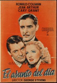 9z297 TALK OF THE TOWN Spanish herald '43 headshots of Cary Grant, Jean Arthur & Ronald Colman!