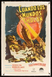 1a166 WHEN WORLDS COLLIDE linen Argentinean '51 George Pal doomsday classic, different art!