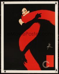 1a065 ROUGE ET NOIR linen 22x28 French art print '90 incredible sexy red & black art by Gruau!