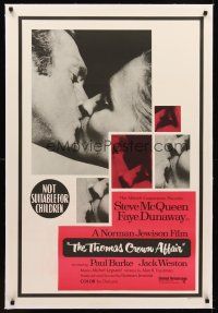 1a183 THOMAS CROWN AFFAIR linen Aust 1sh '68 kiss close up of Steve McQueen & sexy Faye Dunaway!