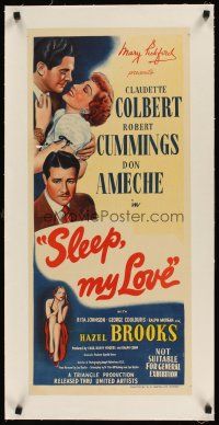 1a191 SLEEP MY LOVE linen Aust daybill '47 Claudette Colbert, Robert Cummings, Don Ameche
