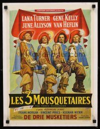 1a207 THREE MUSKETEERS linen Belgian R50s different art of Gene Kelly as D'Artagnan with his men!
