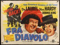 1a169 DEVIL'S BROTHER linen British quad R50s Hal Roach, great different art of Laurel & Hardy!