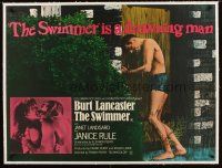 1a173 SWIMMER linen British quad '68 different image of Burt Lancaster, directed by Frank Perry!