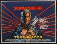 1a174 TERMINATOR linen British quad '84 different art of cyborg Arnold Schwarzenegger with big gun!