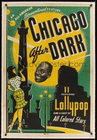 1a288 CHICAGO AFTER DARK linen 1sh '46 cool image of black Lollypop Jones & sexy street girl art!
