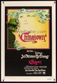 1a289 CHINATOWN linen 1sh '74 art of Jack Nicholson & Faye Dunaway by Jim Pearsall, Roman Polanski