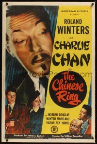 1a290 CHINESE RING linen 1sh '48 close-up of Roland Winters as Asian detective Charlie Chan!