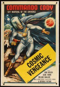 1a298 COMMANDO CODY linen chapter 3 1sh '53 Sky Marshal of the Universe, cool sci-fi art!