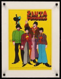 1a103 YELLOW SUBMARINE linen Czech 11x16 '71 cool Sladek art of Beatles John, Paul, Ringo & George!