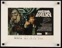 1a104 STAR WARS linen Czech 8x12 1991 George Lucas classic, different c/u of Han Solo & Chewbacca!