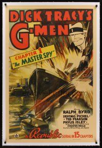 1a312 DICK TRACY'S G-MEN linen chapter 1 1sh '39 Chester Gould art of Ralph Byrd +exploding ship!