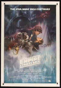 1a321 EMPIRE STRIKES BACK linen int'l 1sh '80 George Lucas classic, GWTW art by Roger Kastel!