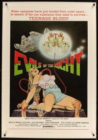 1a325 EVILS OF THE NIGHT linen 1sh '85 Tom Tierney art of sexy girl, ghouls need teenage blood!