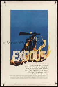 1a326 EXODUS linen 1sh '61 Otto Preminger, great artwork of arms reaching for rifle by Saul Bass!
