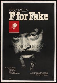 1a327 F FOR FAKE linen 1sh '77 Orson Welles' Verites et mensonges, fakery, great image!