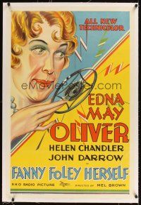 1a329 FANNY FOLEY HERSELF linen 1sh '31 stone litho of Edna May Oliver at radio microphone!