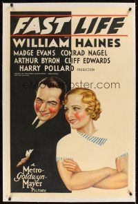 1a332 FAST LIFE linen 1sh '34 William Haines invents a new motor for speedboats, Madge Evans
