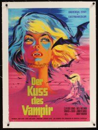 1a125 KISS OF THE VAMPIRE linen German '64 Hammer, best different super colorful art by Klaus Dill!