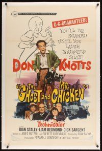 1a345 GHOST & MR. CHICKEN linen 1sh '66 Don Knotts, you'll be scared til you laugh yourself silly