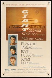 1a347 GIANT linen 1sh '56 James Dean, Elizabeth Taylor, Rock Hudson, directed by George Stevens!