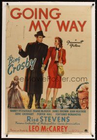 1a351 GOING MY WAY linen 1sh '44 Bing Crosby, Rise Stevens & Barry Fitzgerald, Leo McCarey classic!