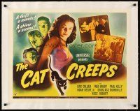 1a005 CAT CREEPS linen 1/2sh '46 Lois Collier, Paul Kelly, a thrill a minute, a shiver a second!