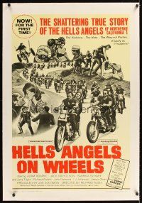 1a374 HELLS ANGELS ON WHEELS linen 1sh '67 shattering true story of the Hells Angels of California!